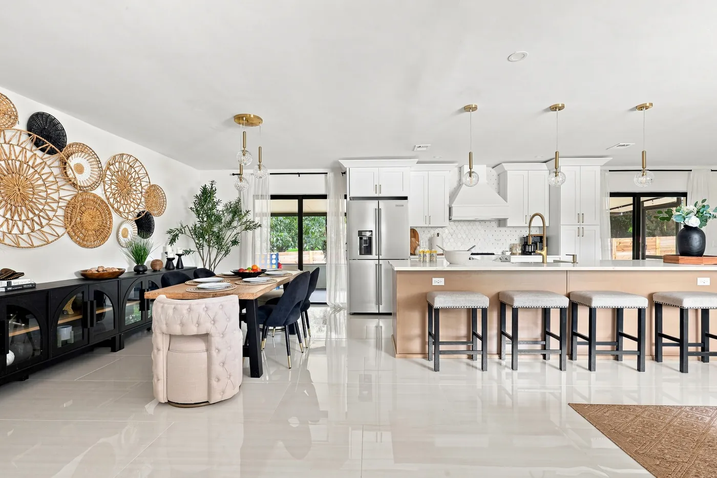 Open kitchen and dining room